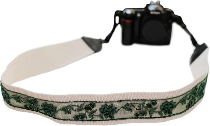 UNIKSTRAP Original Design Adjustable Camera Strap Green Lace, 2 Inch (5cm) Width, Fit for Canon Nikon Sony Interchangeable Lens Digital Camera/DSLR