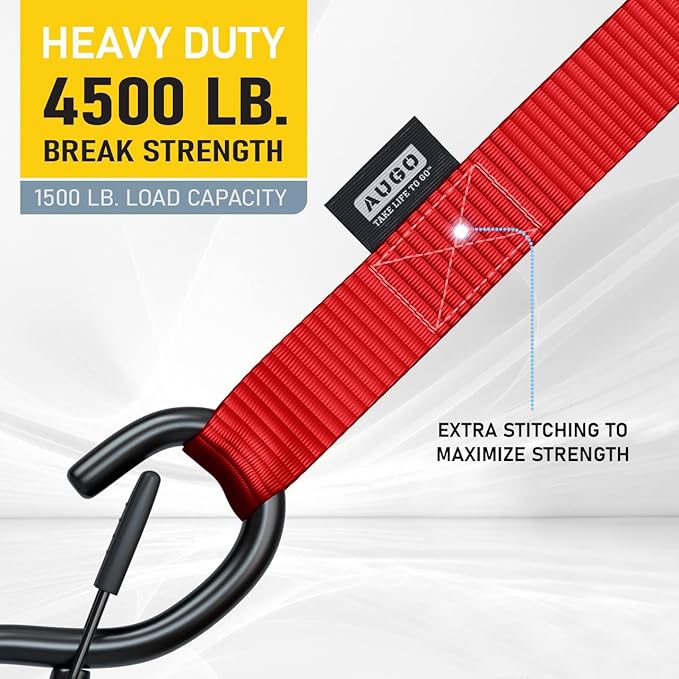 Soft Loop Tie Down Straps - 1,500 Load Capacity & 4,500 Lbs Breaking Strength - 6 Pack - Loops for Securing ATV, UTV, Motorcycles, Scooters, Dirt Bikes, Lawn & Garden Equipment - by AUGO