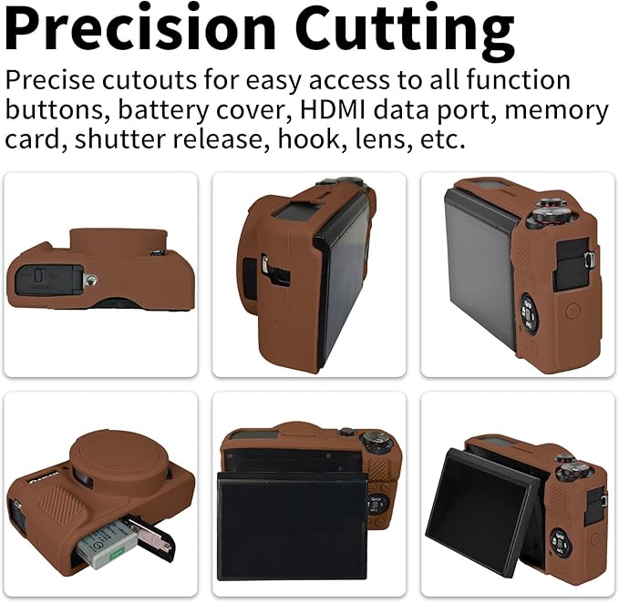 Easy Hood G7X Mark II Case, Protective Case for Canon Powershot G7X Mark II Digital Camera, Removable Lens Cover Silicone Sleeve Soft Camera Cover Rubber Protective Body Skin - Brown