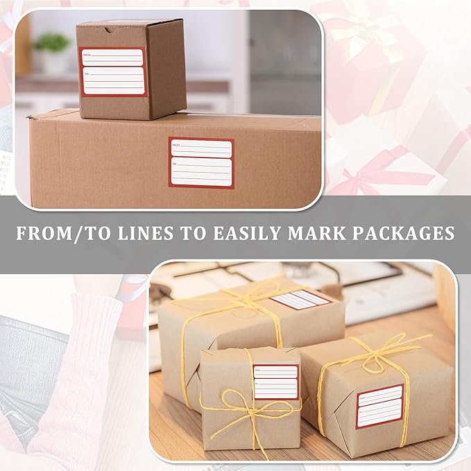 250 Pieces 3 x 4 Inch from/to Address Mailing Labels Self Adhesive Mailing Labels Stickers Return Postage Address for Package School, Home,Office, White and Red