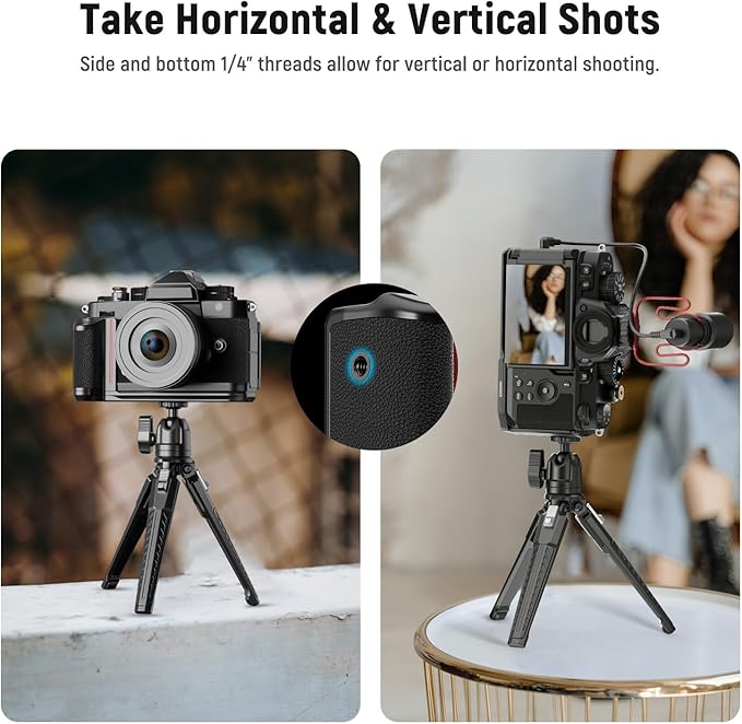 NEEWER Z f Handgrip L Shape Grip for Nikon Z f, Ultra Thin Retro Formfitting Camera Mounting Baseplate with Handle/Brass Shutter Button, Compatible with Arca Swiss Tripod Fluid Head, CA063