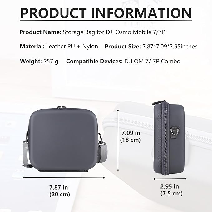 Travel Case for DJI OM 7P/OM7/OM8 - Portable Storage Bag Hardshell Carrying Case Fits DJI Osmo Mobile 7/7P /OM8 Smartphone Gimbal Stabilizer and Accessories(Grey)