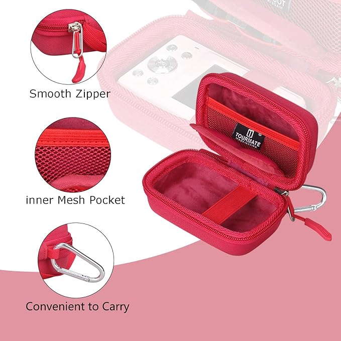 Hard Storage Case for CAMKORY/VAHOIALD/QONGUDS/Fleafer/WONNIE/VYNCS/SMARTKLIK/Rovemre/YiFuar/Focusify/Canon PowerShot 180 190/Sony DSCW800 830 Digital Camera(Case Only) (Rose Red)