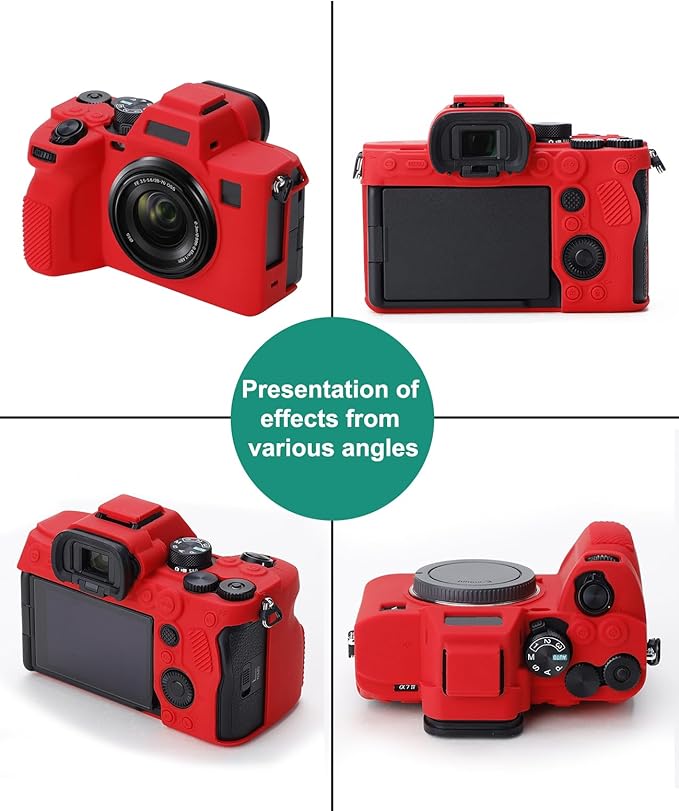 PULUZ Digital Camera Case for Sony A7 IV,Anti-Scratch Soft Silicone Protective Camera Case Camera Skin Case Cover(Red)