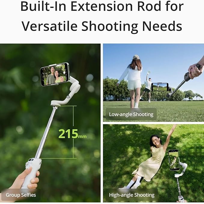 DJI Osmo Mobile 6 Smartphone Gimbal Stabilizer, 3-Axis Phone Gimbal, Built-In Extension Rod, Portable and Foldable, Android and iPhone Gimbal with ShotGuides, Vlogging Stabilizer, YouTube TikTok Video