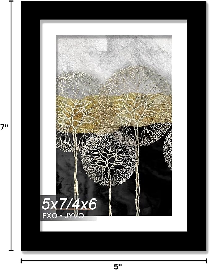 5x7 Picture Frame, Display Photo 4x6 with Mat or 5 x 7 Without Mat, Light Weight and High Transparent 5 by 7 Frame for Wall - 1 Pack/Black/5"x7"