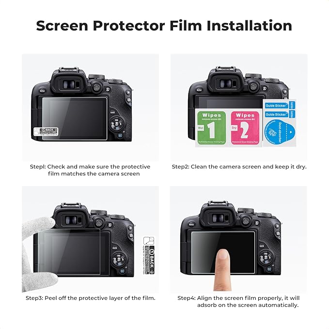 K&F CONCEPT 3 Pack Camera Screen Protector Compatible with Canon R100 R10, 0.3mm 9H Hardness Tempered Glass Cover Anti-Scratch Bubble-Free & Hot Shoe Cover