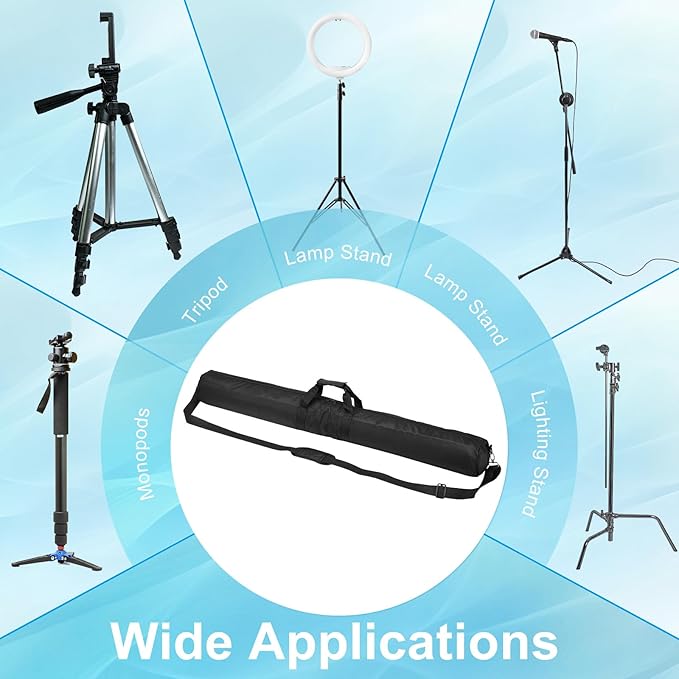 PATIKIL Tripod Carrying Case, 43.3" x 5.1" Heavy Duty Nylon Padded Tripod Bag with Adjustable Shoulder Straps and Handles for Light Stands Umbrellas Tripods Mic Speaker Stand, Black