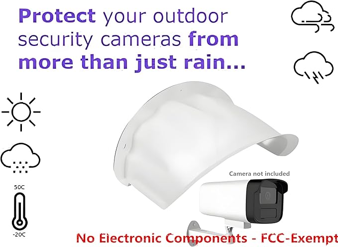 V-Fiabilidad 2-Pack Weatherproof Universal Security Camera Sun Rain Shade Cover – Compatible with Hikvision, Nest, Ring, Arlo,LED Lights – All-Weather Protection for Outdoor Dome & Bullet Cameras