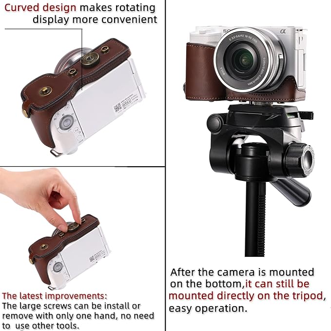Hargedis XEVN for Sony ZV-E10 case,for Sony ZV-E10 case,Premium PU Full Body Leather Camera Case Bag for Sony Alpha ZV-E10 Fit 16-50mm Lens with Camera Shoulder Strap