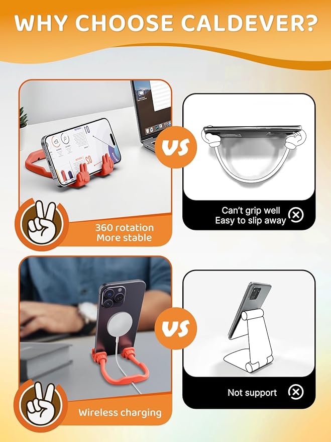 Easter Basket Stuffers for Teens Girls Boys Kids Cell Phone Stand: Upgrade Adjustable Peace Sign Thumbs Lazy Phone Holder for Desk Cool Gadgets Fun Easter Essentials Gifts for Adults Women Teenagers