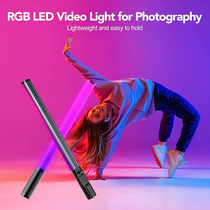NA430 PRO RGB Light Wand Video Selfie Handheld Light Stick APP Control 2500k-9900K 24 Effects 2600mAh Rechargable for Photography Studio (NA430 PRO)