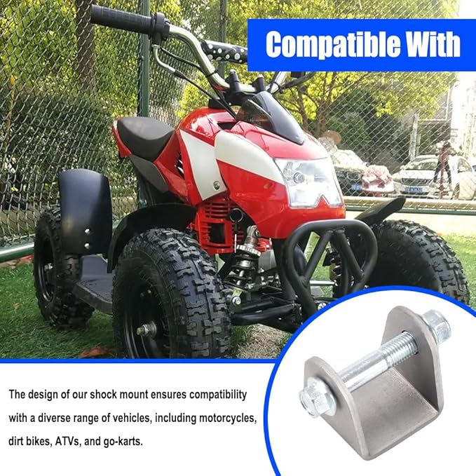 4 Pcs Weld On Shock Mounts Bracket Steel Base Shock Absorption Suspension Mounting Seat Shock with Screws Bar Pin Eliminator for Motorcycle Dirt Pit Bike ATV Go Kart