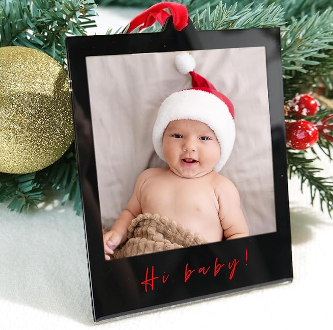 6 PCS Polaroid Film Photo Frame Ornaments 3.5 * 4.25inch Polaroid Picture Frame Display With Writing Space,Double-Sided instax mini Frame For Christmas Tree Decor, Hanging Mini Photo Frame Ornaments For Kids (Black)