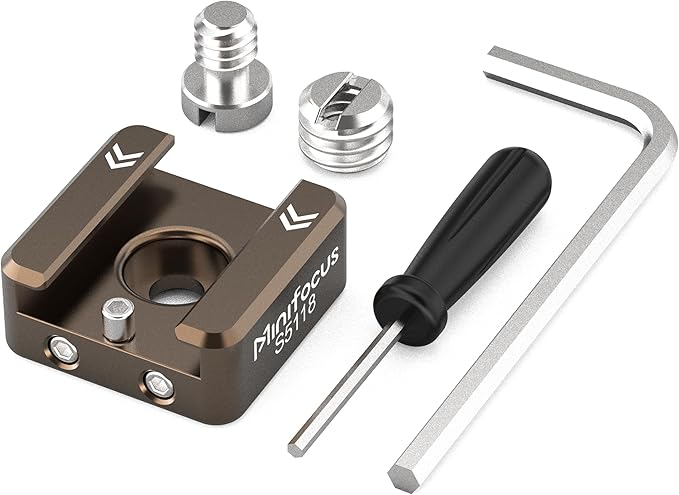 MINIFOCUS 1 Pcs Cold Shoe Mount, 1/4"-20 Screw with Locating Pins Compatible for ARRI Standard Mounting Points, with 3/8"-16 Adapter for Camera Cage Flash LED Monitor Microphone