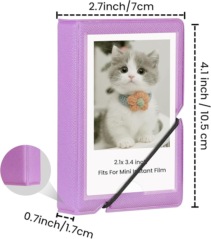 Lifting 2 Pack Mini Photo Album with 28 Pocket 2x3 Inch Pictures Fits for Fujifilm Instax Mini 7s 8 9 11 25 26 40 50s 90 Evo Z2300 Instant Camera, Polaroid Snap,Kpop Photocard Holder (Royal Purple)