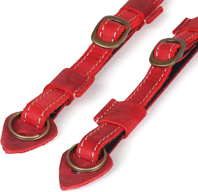 MegaGear SLR, DSLR Sierra Series Genuine Leather Camera Shoulder or Neck Strap,Red