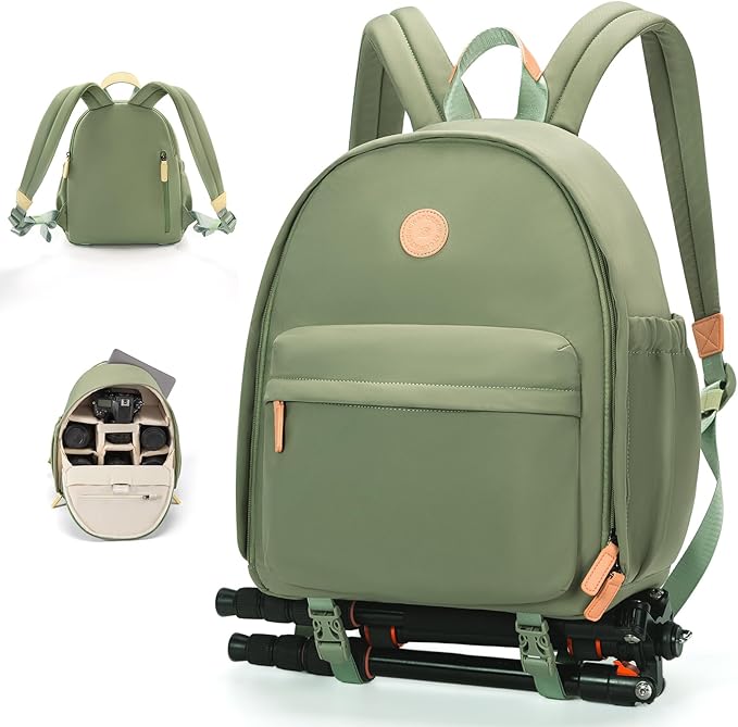 Cwatcun Camera Backpack Bag for Women, Stylish DSLR/SLR Camera Bag with Tripod Strap Laptop Compartment and Removable Dividers Lightweight Photograhy Backpack Case for Canon/Nikon/Sony Accessories
