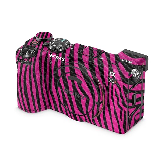 Carbon Fiber Camera Skin Compatible with Sony Alpha 7CR Camera (2023) - Pink Zebra - Premium 3M Vinyl Protective Wrap Decal Cover - Easy to Apply | Crafted in The USA by MightySkins
