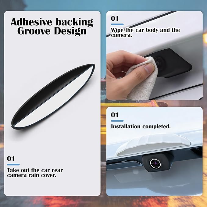 Car Reverse Camera Rain Shield - Wide Design Silicone Cover, Anti-Rain Protection for Clear Rear View