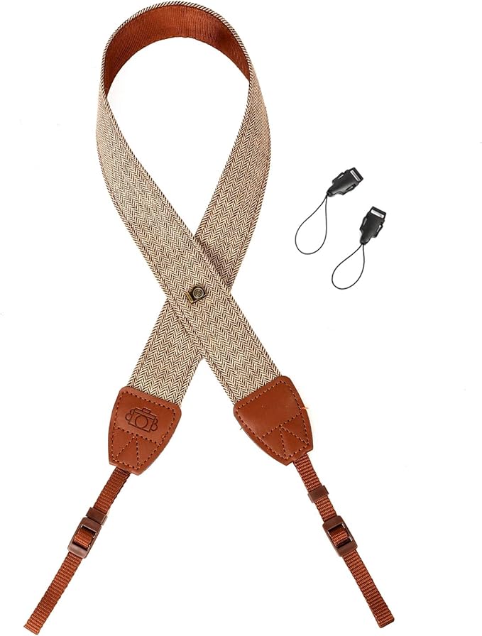 WANBY Camera Strap Brown Canvas Neck Shoulder Strap with Quick Release Buckles for DSLR SLR