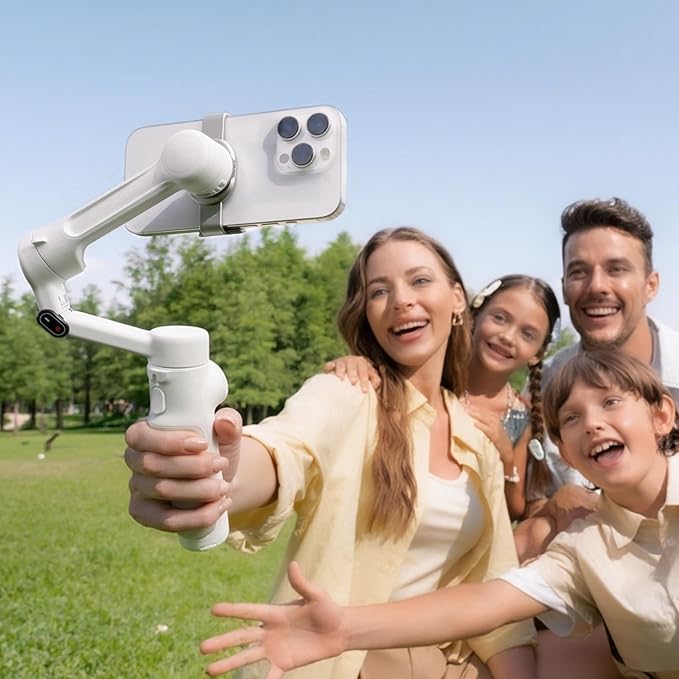 Insta360 Flow 2 White - Foldable AI Gimbal for iPhone, AI Tracking, Multi-Person Tracking, Built-in Tripod/Selfie Stick, Remote Control, iPhone/Android Portable Stabilizer