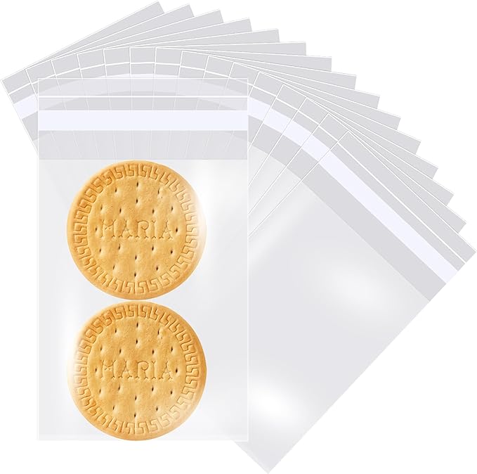 Prestee Self Sealing Clear Cellophane Bags - 200 Pack Clear Plastic Bags for Packaging, Treats, Gifts and Cookie Bags - Self-Sealing with Twist-Tie Closure - Polypropylene Sealable 3x4 Inches