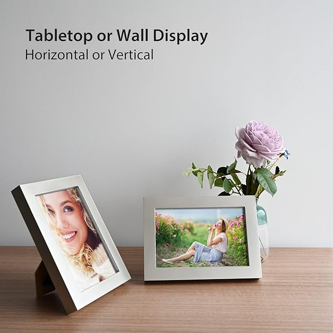 KINLINK 4x6 Frame Light Grey, Solid Wood 4 x 6 Picture Frame with Acrylic Plexiglass for 3.5x5 with Mat, Tabletop and Wall Display Photo Frames 4x6 Grey, 4 Pack