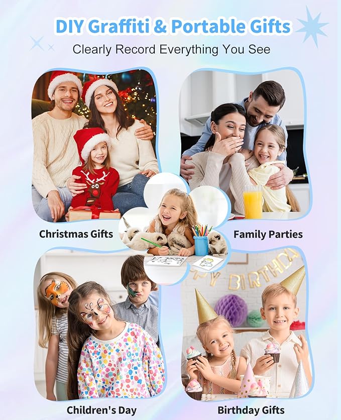 Digital Camera for Kids Instant Print, 48MP Dual-Lens Kids Camera for Girls Boys Christmas Birthday Gifts, 1080P Video Selfie Instant Cameras, Portable Toddler for 4-12 Years with 32GB Card-Blue