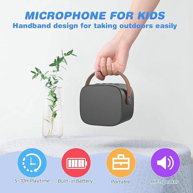 Mini Karaoke Machine,Funny Toys Christmas Birthday Gifts for Kids Age 4-12 Girls,Boys,Adults, Karaoke Microphone Toys for 4,5,6,7,8,9,10,11,12+ Year Old Girls Boys (Black 2 mics)
