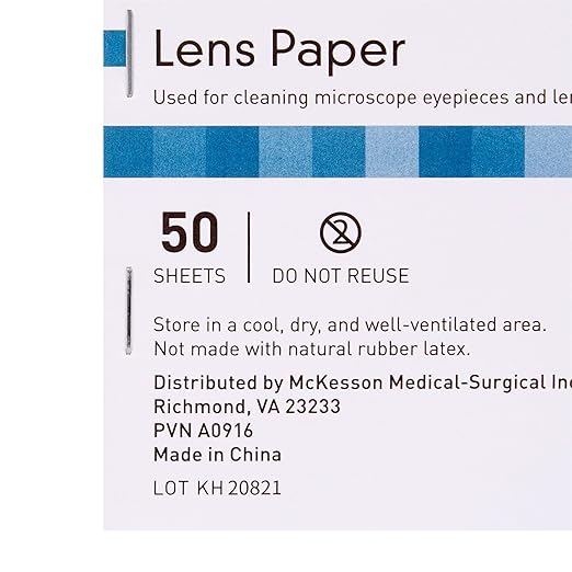 McKesson Lens Cleaning Paper for Glasses, Eyepieces, Optical Instruments - Thin Lens Paper for Microscopes, Cameras - 4 in x 6 in, 12 Count