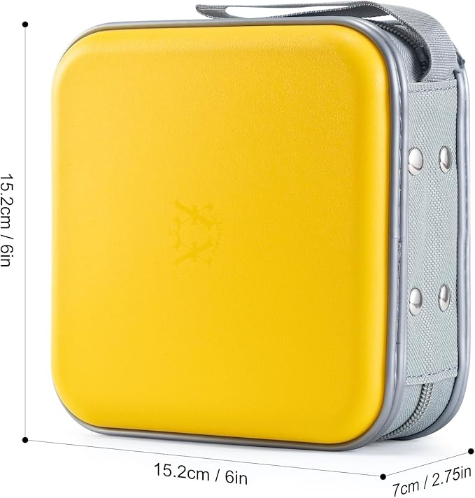 alavisxf xx CD Case, 48 Capacity Hard Plastic DVD Case Portable Zipper CD Holder Large Storage Disc Wallet Bag for Car Home Travel (Yellow, 48 Capacity)
