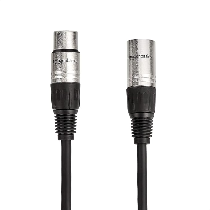 Amazon Basics 2-Pack XLR Microphone Cable for Speaker or PA System, All Copper Conductors, 6MM PVC Jacket, 10 Foot, Black