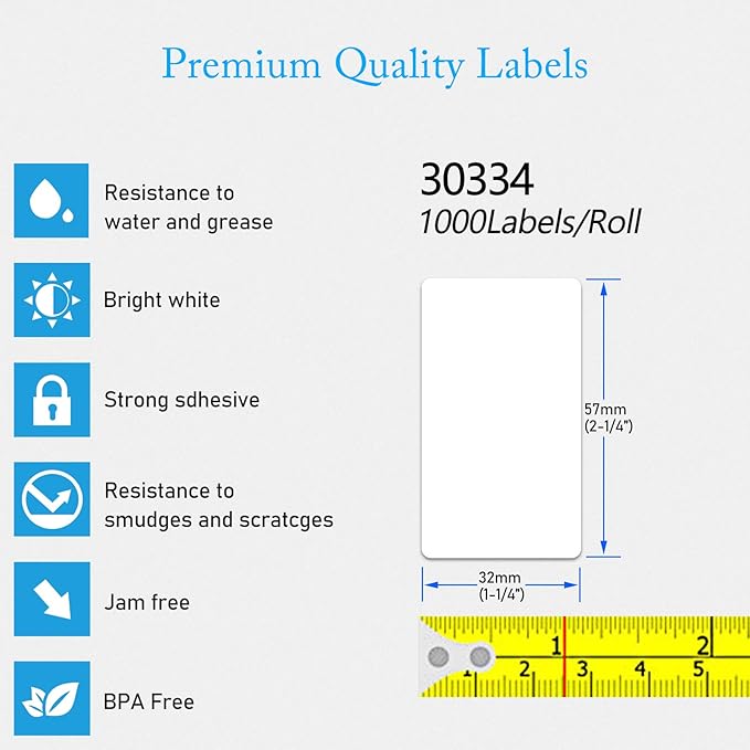 GREENCYCLE 10 Roll Compatible for Dymo 30334 2-1/4" x 1-1/4" White Multipurpose Medium Address Shipping Label for Labelwriter 450, 4XL & Zebra Desktop Printers 1000 Labels/Roll, NOT FIT 550 & 5XL