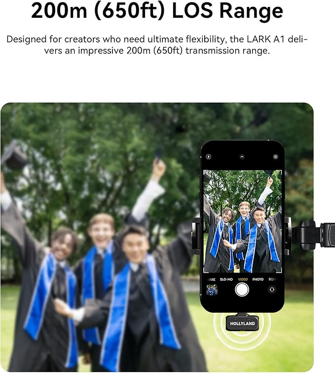 Hollyland Lark A1 Wireless Mini Microphone for iPhone & Android, 48kHz/24-bit, 3-Level Intelligent Noise Cancel, Microphone for YouTube, Podcast, Vlogging (Blue, 2TX + 2RX + Charging Case)