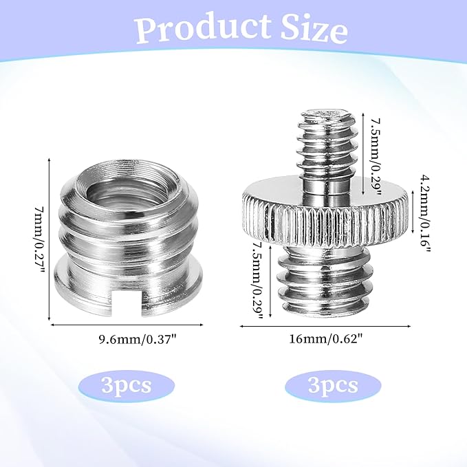 1/4 Inch to 3/8 Inch Tripod Adapter Camera Mount Adapter 3/8 to 1/4 Mount Screws for Camera Cage Mounts Light Stand Monopo Shoulder Tripod
