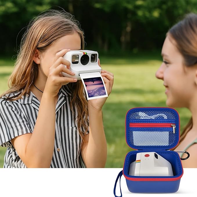 ANKHOH Digital Camera Case for Polaroid Go Generation 2 Gen 2/9035/9071/9070 Instant Mini Camera, Instax Film Cameras Storage with Mesh Pocket for Photo, Stickers (Box Only) (Blue)