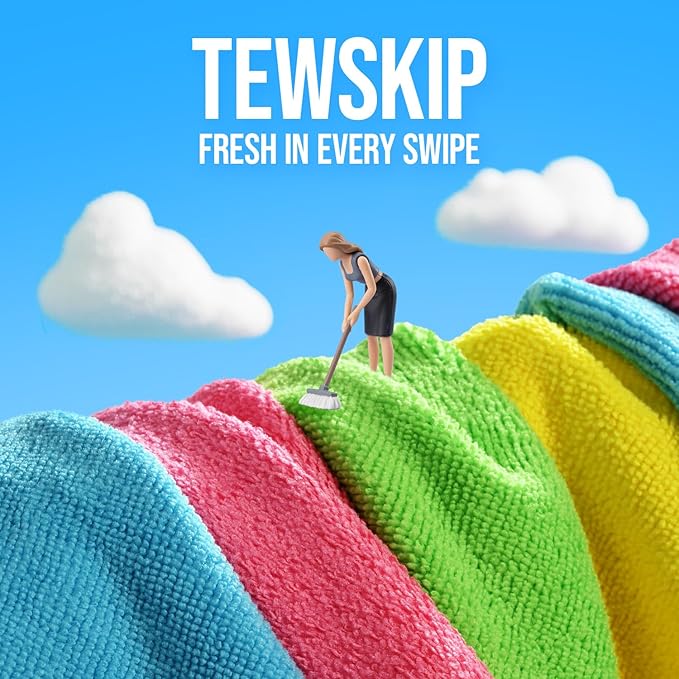 270GSM Thick Microfiber Cleaning Cloth 12"X12" - 12 Pack 4 Color Assorted Lint Free Kitchen Towels Lint Free Streak Free, Super Absorbent Reusable Multi Purpose Microfiber Towels for Cars