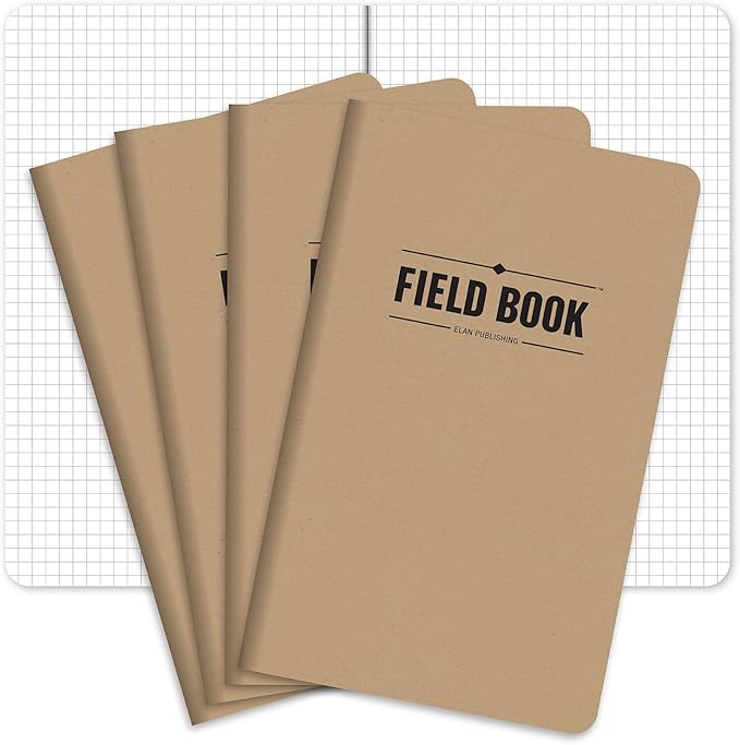 Elan Publishing Company Field Notebook/Journal - 5"x8" - Kraft - Graph Memo Book - Pack of 4