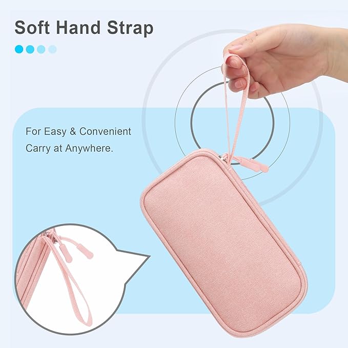 Lacdo USB Flash Drive Case Thumb Drive Holder Case Organizer Portable Electronic Accessories Storage Bag for SanDisk/SamData/Samsung USB Flash Drives Jump Drive Memory Stick, SD Card, Cable,Light Pink