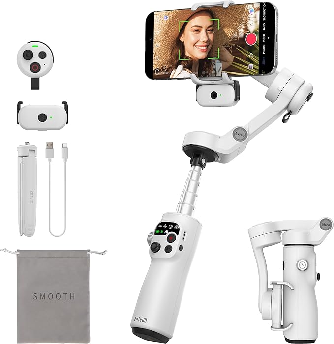 ZHIYUN Smooth Q5 Ultra Combo [Official] Gimbal Stabilizer for iPhone, Portable Foldable Phone Gimbal with Detachable Voice Remote Control, AI Tracker, Built-in Extension Rod, Fill Light, for Vlog