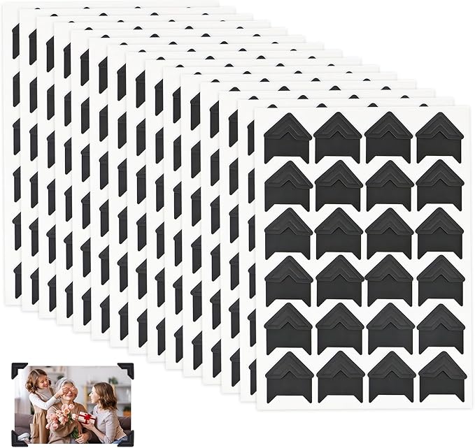 Photo Corners Self Adhesive,360 PCS Self-Adhesive Photo Corners,Scrapbooking Photo Mounting Corners, Black Photo Mounting Corners for DIY Scrapbook