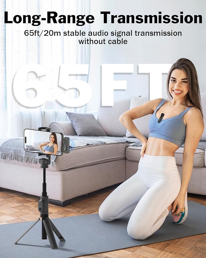 PoP Voice Mini Microphone for iPhone 16/15/14/iPad/Android, Wireless Lavalier Microphone with Magnetic Collar Clip, USB-C Mini Lapel Lav Mic with Noise Reduction for Vlog YouTube TikTok