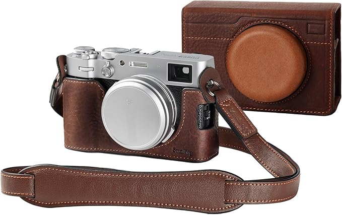 SMALLRIG Leather Case Kit for FUJIFILM X100VI, Including Half Case, Flip Cover and Shoulder Strap, Genuine Leather Material, Portable and Protecting - 4558
