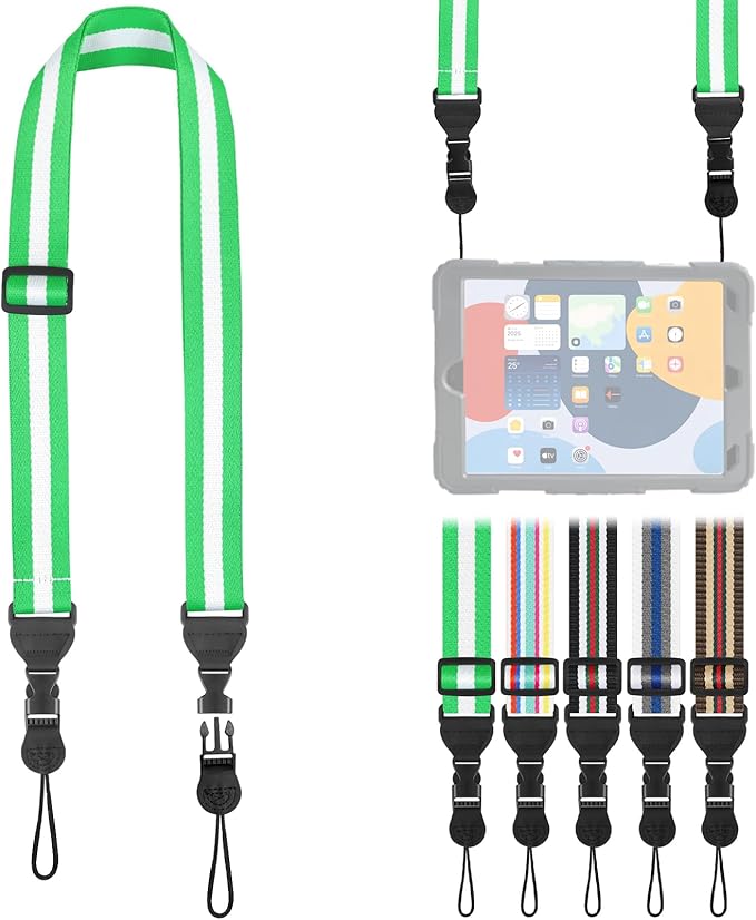 Adjustable Shoulder Strap, Comfortable for Camera Neck Lanyard iPad Strap iPad Strap for iPad, Camera, Binocular, Crossbody, Tablet, Laptop, Binocular, Luggage Bag(Green & White A48)
