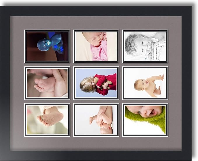 Art to Frames Double-Multimat-1045-748/89-FRBW26079 Collage Photo Frame Double Mat with 9-3.5x5 Openings and Satin Black Frame
