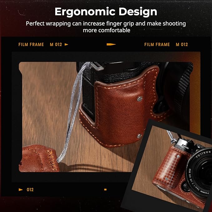 SMALLRIG X-M5 Leather Half Case Kit for FUJIFILM X-M5, Including Leather Half Case, Wrist Strap, Genuine Leather Material, Portable and Protecting (Brown) - 4880