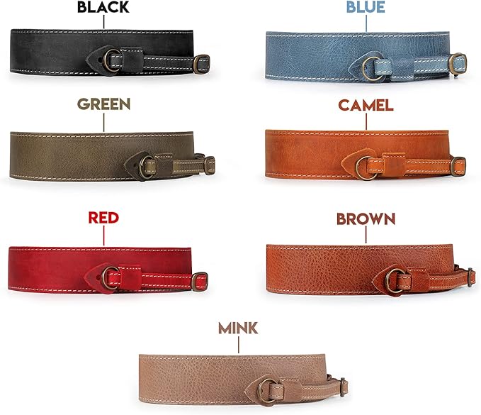 MegaGear SLR, DSLR Sierra Series Genuine Leather Camera Shoulder or Neck Strap,Red