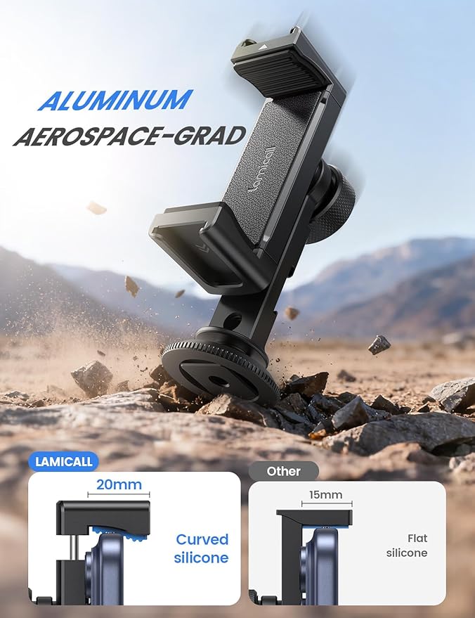 Lamicall Aluminum Phone Tripod Mount with 3 Cold Shoes & Arca Port & 1/4" Thread, [Wider Clamp] Camera Phone Holder Adapter Valentines Day Gift for iPhone 17 Smartphone Tripod Cell Phone Holder