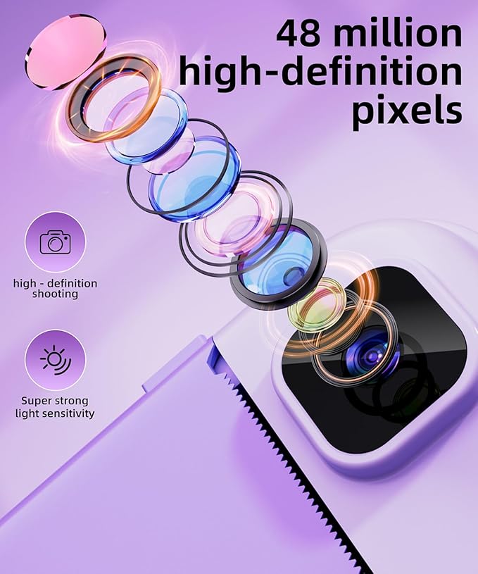 Kids Camera Instant Print for Boys and Girls, 48MP HD Cameras w/1080P Video, Print Paper, 32GB Card, Brush, Christmas Birthday Gifts Toys for Toddler and Teenagers Age 3-16 Years Old (Purple)